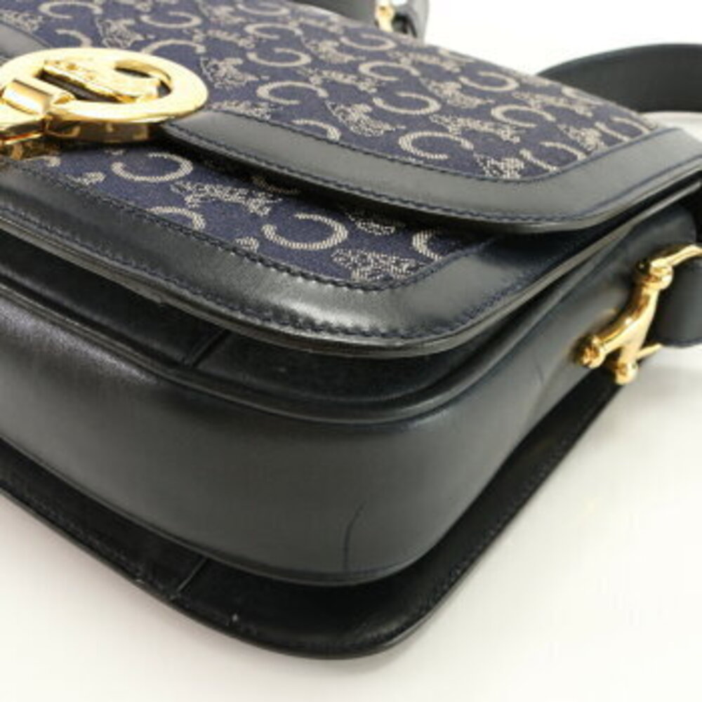 Celine Navy bag hardware shoulder Blue carriage MHM Sulky leather - Picture 9 of 14